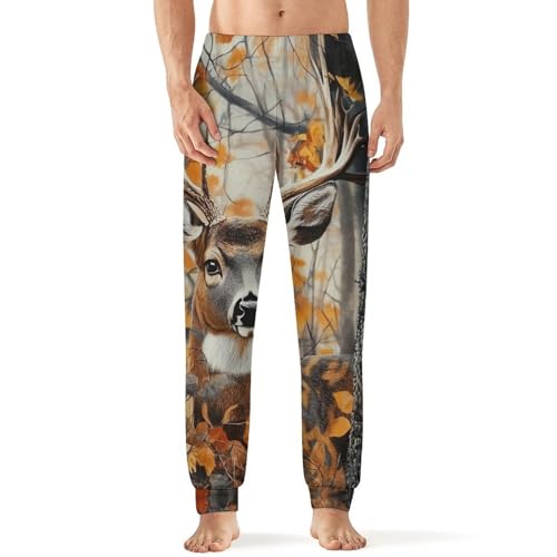 Camouflage Forests Deer Men's Pajamas Pants Lightweight Sleep Lounge Pant Pjs Bottoms Casual Sleepwear