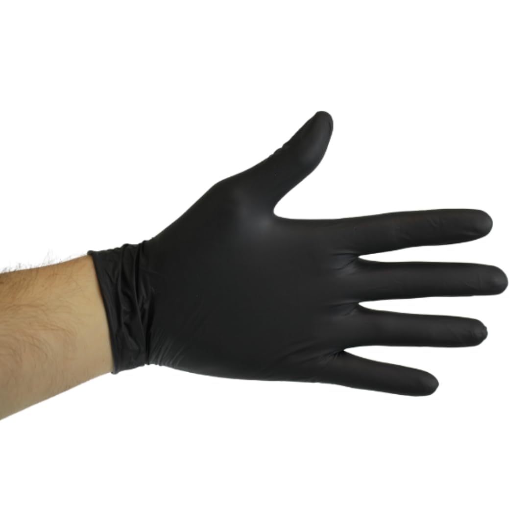 Mamba Med Black Nitrile Disposable Gloves, Large, Black, 100 Gloves - Image 2