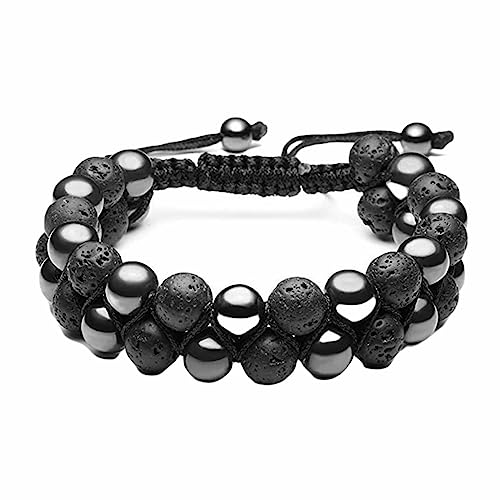 Bracelets Bijoux Deux Couches Tissés Robustes en Pierre Oeil de Tigre 8 mm