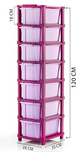 Image of TEKCOOL Plastic Drawer Organizer Self Standard Rectangular Multi Purpose Modular Drawer System Large Chest of Drawer Organizer for Home Office,Product Dimension When assembeled (7XL, Purple hex);