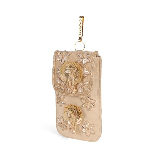 Image of J I ACCESSORIES Velvet Saree Clutch Mobile Pouch Waist Clip Ladies Purse Gift For Women