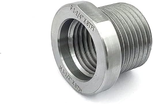 new woodworking lathe headstock spindle adapter adaptor male thread 1-1/2" x 8 tpi to female thread 1-1/4" x 8 tpi