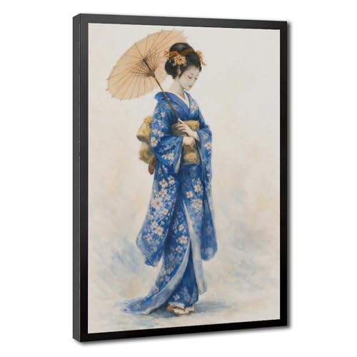 Toile minimaliste japonaise geisha, idée cadeau zen unique