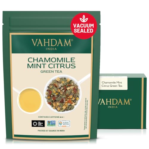 Image of VAHDAM Chamomile Mint Green Tea Loose Leaf(3.5oz|50+ Cup)High Grown, Floral