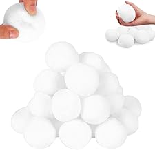 20 Pieces Artificial Snow Balls, White Snowballs, 7 cm Soft Christmas Fake Snowballs, Indoor Snowball Fights, for Indoor Games
