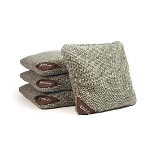 Elakai Cornhole Bags All Weather Single Sided Herringbone Regulation Size and Weight Set of 4 Sprout Green 6 in x 6 in