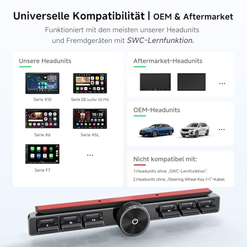 Télécommande rétroéclairée AC-44F20 pour piloter CarPlay et Android Auto