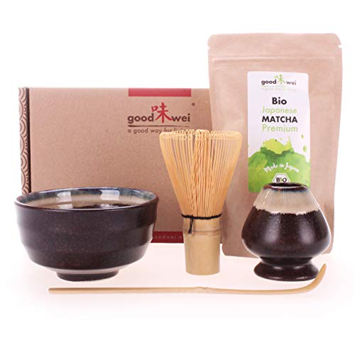 Goodwei Matcha Tea Ceremony Complete Set with Organic Premium Matcha 30g (Kumo)