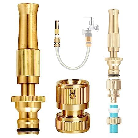 Brass Nozzle Water Spray Gun Hose Connectors Soft Rubber Sleeve Water Spray for Car Bike Window Cleaning and Plants Sprayer for Gardening Hose Pipe Spray Water Gun-image-23
