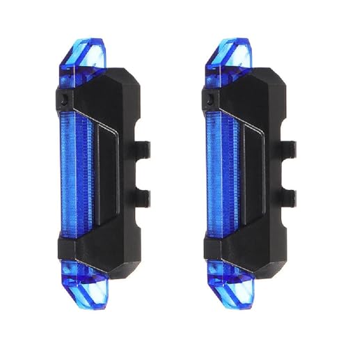BARAC Luz Trasera para Bicicleta Recargable USB, 5 LED Potente Faro Trasero Bici, Muy Luminoso y Fácil de Instalar, Luces Máxima Seguridad Ciclismo (2 Unidades Azul)