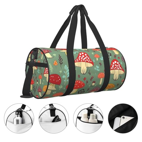 Travel Duffel Bag Sports Gym Bag With Shoes Compartment,Lightweight Overnight Weekender Bag Cartoon Mushrooms Yoga Gym Sports Bag For Men Women4
