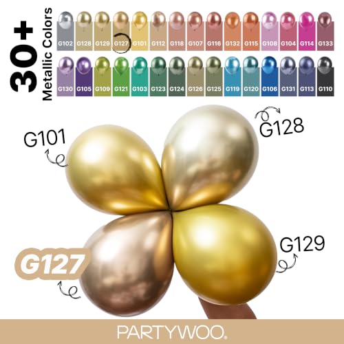 Image of PartyWoo Metallic Gold Balloons 140pcs Different Sizes of 18 12 10 5 Inch Chrome Gold Balloon Arch Kit Garland for Birthday Graduation Baby Shower Wedding Bachelorette Party Decorations Gold-G127