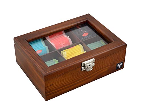 Porta-Chá Total Luxo Madeira Maciça 6 Divisórias