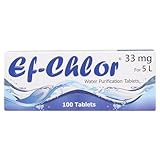 Ef-Chlor Water Purification Tablets/Drops (33 mg - 100 Tablets) - Potable Drinking Water Treatment Ideal for Emergencies, Survival, Travel, and Camping, Purificador De Agua 2.64 Gallons in 1 Tablet