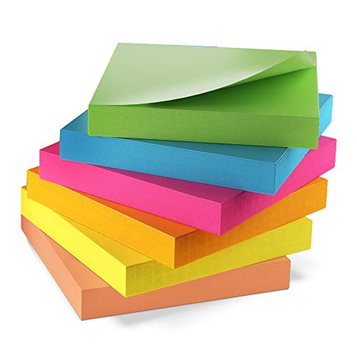 Sticky Notes 3x3 inches, Bright Colorful Stickies, 6 Pads 600 Sheets Total, Strong Self-Stick Notes, 6 Colors (Yellow, Green, Blue, Orange, Pink, Rose)