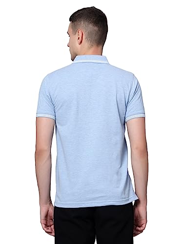 Image of Cantabil T-Shirt for Men l Breathable & Soft with Color Fastness Regular Fit Polo Neck Cotton Blend Fabric Solid Pattern