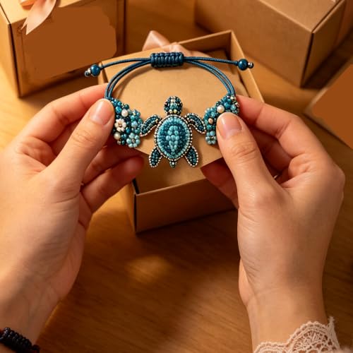 Synvexor DIY Beaded Bracelet Making Kit,3D Animal Bead Craft Kit for Beginners,Creative Jewelry Supplies with Charms and Beads,Adults & Craft Lovers,Full-Color Instruction Sheet(Sea Turtle) - Image 5