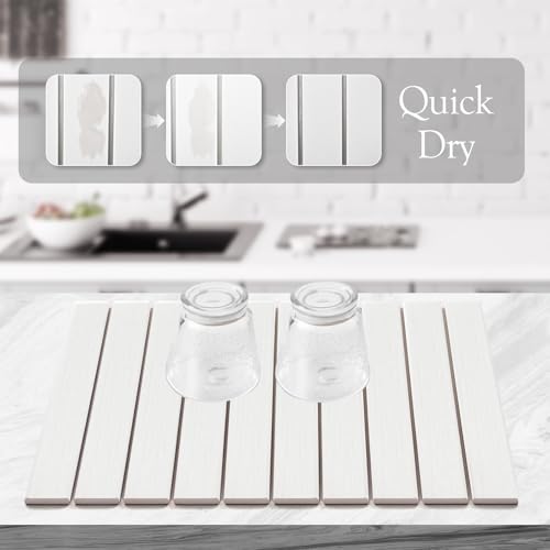 Large Stone Dish Drying Mat for Kitchen Counter, 24"(L)×16"(W), Collapsible Quick Drying Dish Mats, Ultra Absorbent Diatomaceous Earth Mats for Dishes Bottles Cups, Match Any Countertop by SOTATOO - Image 6