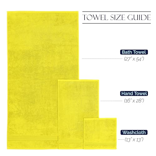 Image of Elegant Comfort Premium Cotton 8-Piece Towel Set, Includes 4 Washcloths, 2 Hand Towels and 2 Bath Towels, 100% Turkish Cotton - Highly Absorbent and Super Soft Towels for Bathroom, Yellow