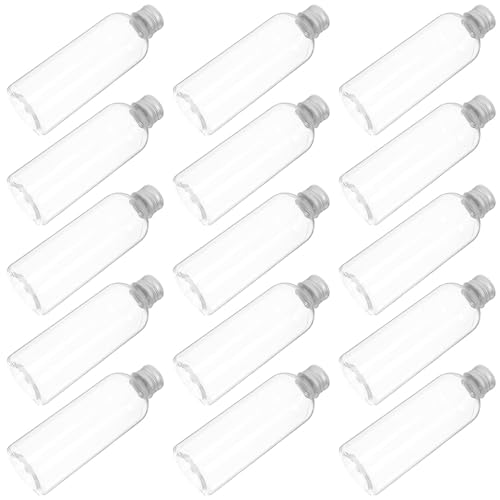 VINTORKY 20 Piezas Botellas Transparentes de Plástico de 100ml Tapa de Aluminio, Fáciles de Rellenar para Cosméticos, Ideales para Viajes y Camping, Pack