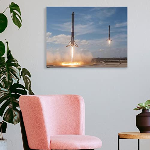 Rocket Spacex Posters Retro Space Travel Falcon 9 Landing Photos Space Lover Gifts Canvas Wall Art Prints For Wall Decor Room Decor Bedroom Decor Gifts 20X26Inch(51X66Cm) Frame-Style #TOP3