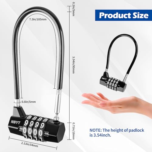 Image of Cable Locks with Combination,Steel Cable Rope Wire 4-Digit Combination Lock with Resettable Code for Bikes, Lockers, File Cabinets, Wardrobes, Small Fences,gate Lock, Pool Padlock.