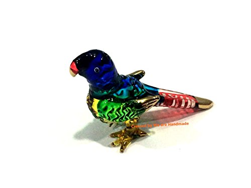 Pack de 2 Figuras Decorativas de Loro Azul en Vidrio Soplad miniatura 4