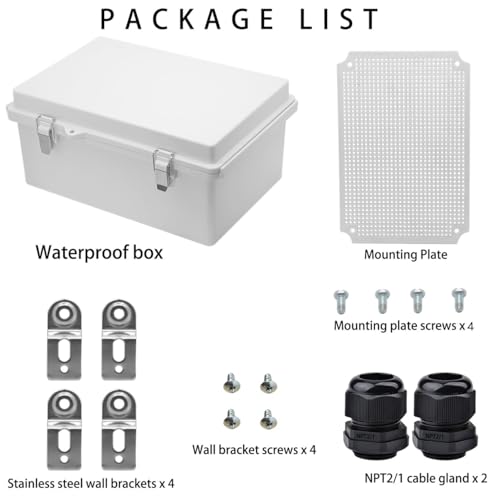 Image of Outdoor Waterproof Electrical Box Junction Box Weatherproof IP67 ABS Plastic Enclosure Switch Router Project Box Electronics Enclosure with Mounting Plate Wall Bracket Grey 11.4 inchx7.5 inchx5.5 inch