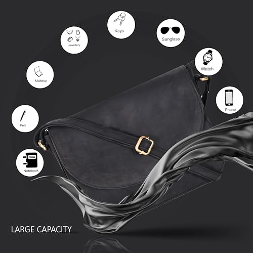 Genuine Leather Shoulder Crossbody Purse For Women with Adjustable Strap, Mobile Pocket & Outside & Inside Zipper3