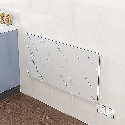 Table pliante murale marbre blanc gain de place petit espace bureau rabattable