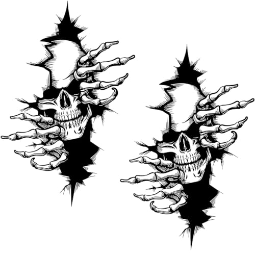 AEIOPRS 2 pcs Adhesivo de calavera 3D para cubrir arañazos en puertas de coches paredes y motocicletas Decoración única e impresionante