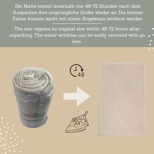 Wolkenweiche Spielmatte Baby 200x150x2,5cm, beige – Teppich für Kinderzimmer mit hochwertigem Memory-Schaum – Krabbelmatte Baby mit Rutschfester Unterseite – Krabbeldecke, Kinderteppich, Tatami Matte - 6