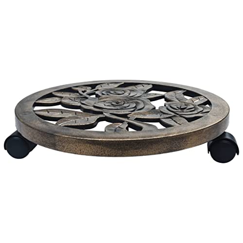 Support pot de fleurs à roulettes 38 cm pour terrasse et salon