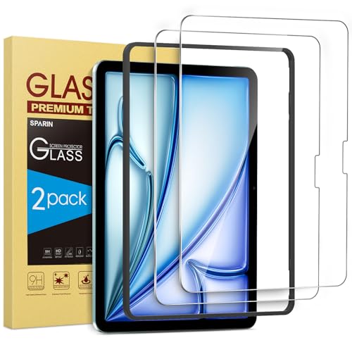 Image of SPARIN Screen Protector for iPad Air 11-Inch M4/M3/M2 (2026/2025/2024), with Easy Installation Frame, 2 Pack Tempered Glass for iPad Air 8/7/6 Generation, HD Clear