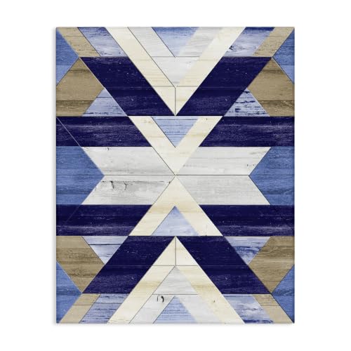Stupell Industries Blue Rustic Aztec Pattern, 24 x 30 Inch Canvas Wall Art