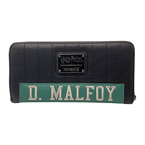 Loungefly x Harry Potter D. Malfoy Slytherin Zip-Around Wallet (Grey/Green, One Size)2
