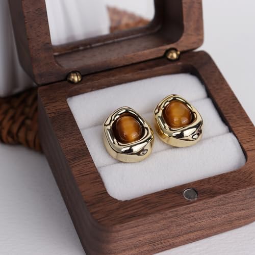 JeanBeau Gold Statement Stud Earrings for Women, Trendy Geometric Saturn Flower Clover Rhinestone CZ Hypoallergenic Earing Valentine Jewelry Gift4