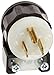Leviton 5266-CA 15 Amp, 125 Volt, Angle Plug, Straight Blade, Industrial Grade, Grounding, Black-White