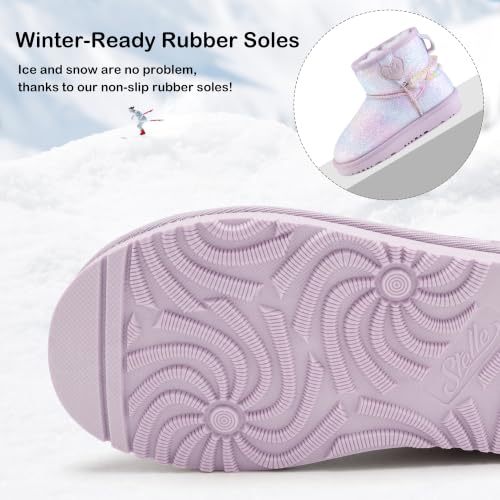 Image of Stelle Girls Winter Boots Warm Fur Lined Snow Boots | DIY Beaded Decoration,Cozy & Lightweight,Faux Suede Upper,Easy Pull-On,Non-Slip TPR Outsole,For Toddlers,Little Big Kids