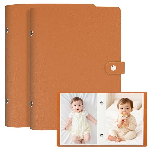 Aevdor 2 Pack 5x7 Photo Albums, Holds 104 Photos, Leather Cover, Brown