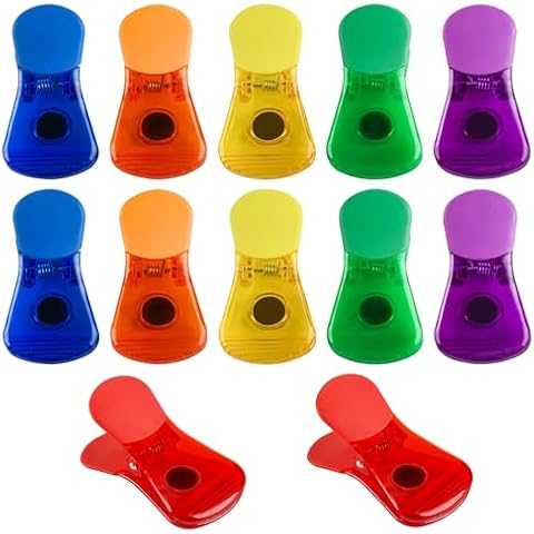Ninth Five Bag Clips, 12 Pack Food Chip Snack Bag Sealing Clips, Color Refrigerator Magnet Clips Air-Tight Clips for Home Kitchen Storage Cover