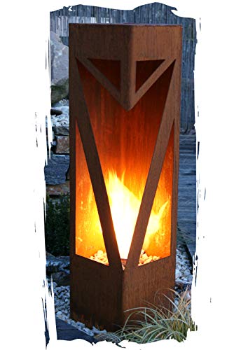 Feuersäule Classic Edelrost Rost Metall Gartendeko Garten Stele Fackel Feuer Säule