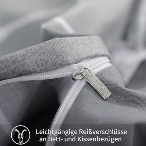 RUIKASI Bettwäsche 155x220 2 teilig Hellgrau - Bettbezug 155 x 220 Set mit Geometrie Muster… – Ansicht 6
