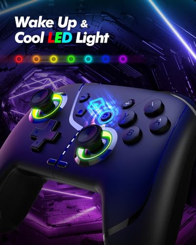Gamepad inalámbrico para Switch con luces RGB y botones programables para PC y Steam 6