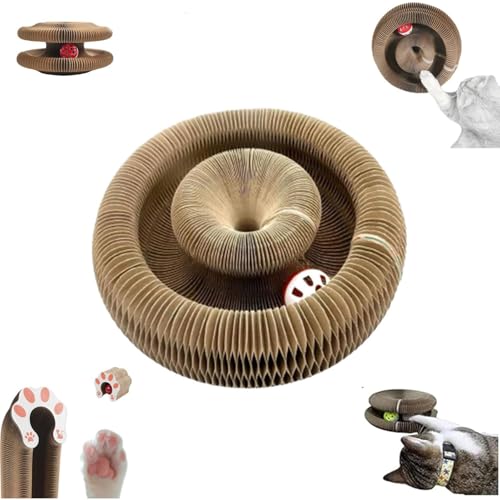 Kitty Kurlz Cat Toy, Foldable Accordion Style Cat Toy, Cardboard Material with Ball, Interactive Play for Cats with Ball (1 PCS)