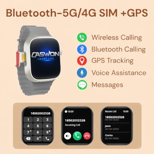 Image of GS29 5G SIM Android Smart Watch,Store Working, Maps, YouTube, Sports Features, Volte Calling(5G SIM Supported) Extra Band (Orange and Black)