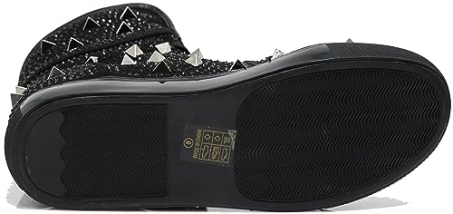 Image of Enzo Romeo Men's High Top Crystal Shimmer Rhinestone Blink Flat Spike Fashion Sneakers Shoes BUL2