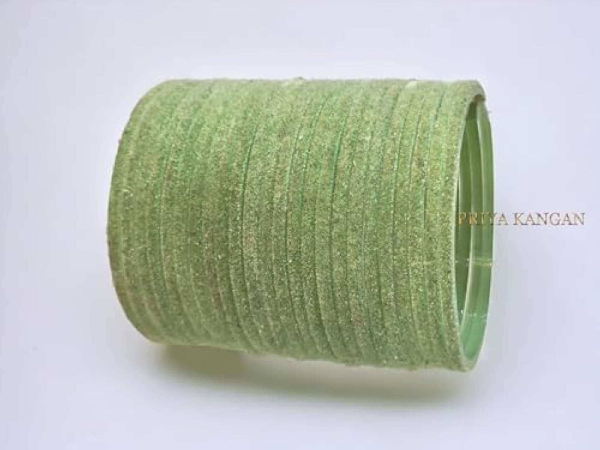 Soft Colours Velvet Glass Bangle, Pista, 2.60 (Medium)
