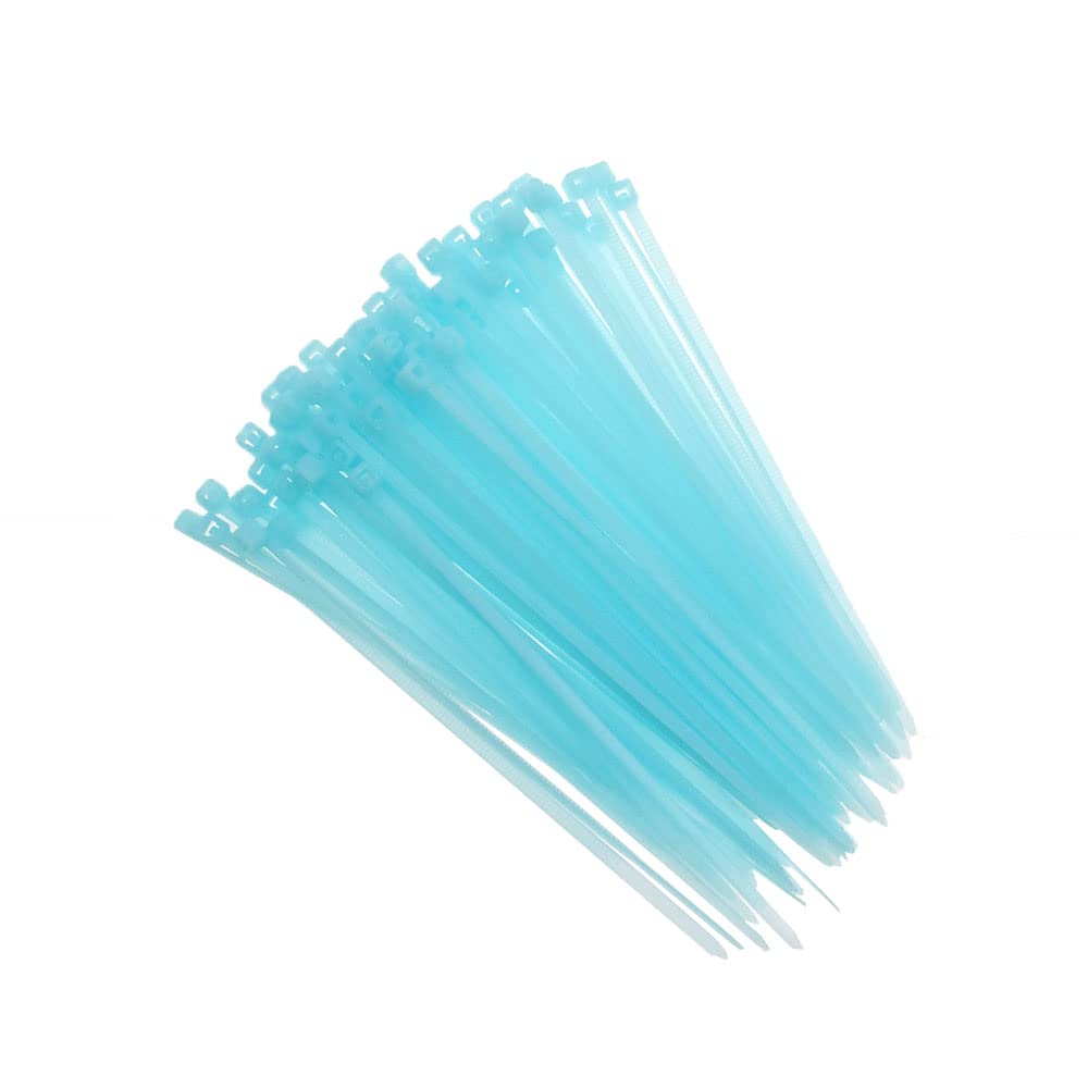 RELAND SUN 100pcs Nylon Zip Ties 2.5x100/150/200mm Cable Ties in Assorted Color Nylon Self-Locking Wire Ties (2.5x150mm,Sky blue)
