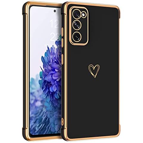 YINLAI Samsung Galaxy S20 FE Case Cute Heart Pattern Soft TPU Plating Cover for Women Girls with Camera Protection & 4 Corners Shockproof Protection Phone Cases for Samsung Galaxy S20 FE 4G/5G Black Cover